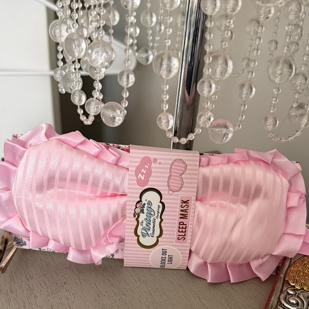 Pink Satin Ruffled Sleep Mask